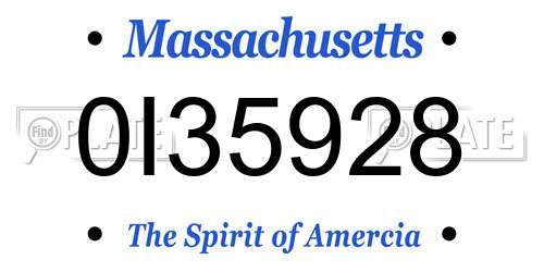 0I35928 Massachusetts License Plate