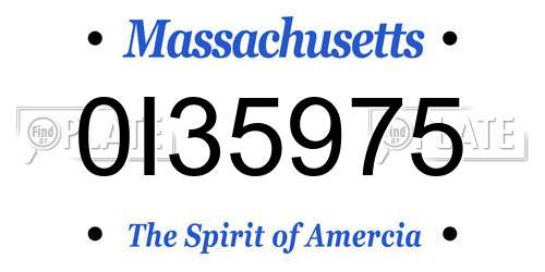 0I35975 Massachusetts License Plate