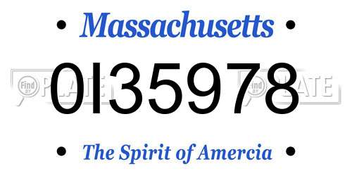 0I35978 Massachusetts License Plate