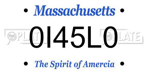 0I45L0 Massachusetts License Plate