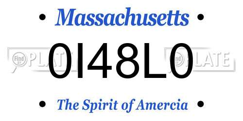 0I48L0 Massachusetts License Plate