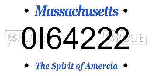 0I64222 Massachusetts License Plate