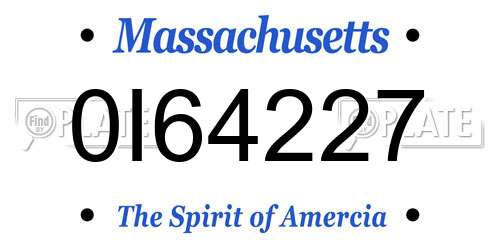 0I64227 Massachusetts License Plate