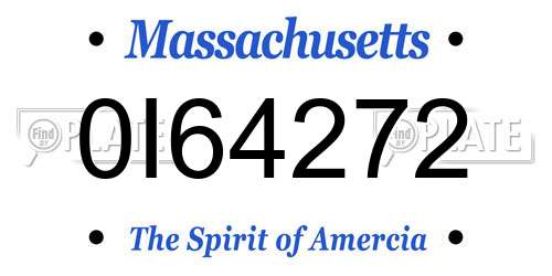 0I64272 Massachusetts License Plate