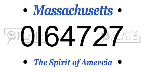 0I64727 Massachusetts License Plate