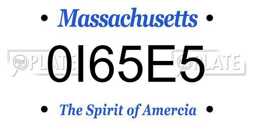 0I65E5 Massachusetts License Plate