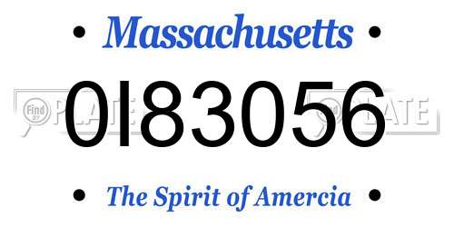 0I83056 Massachusetts License Plate