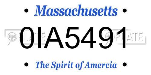 0IA5491 Massachusetts License Plate