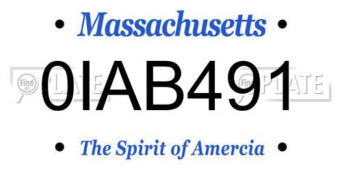 0IAB491 Massachusetts License Plate