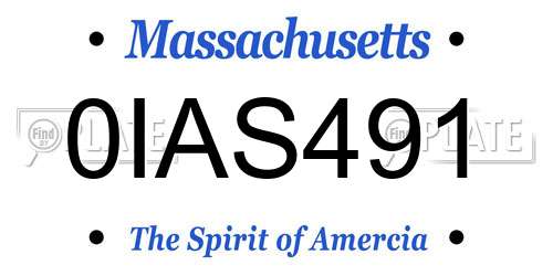 0IAS491 Massachusetts License Plate