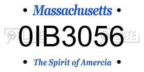 0IB3056 Massachusetts License Plate