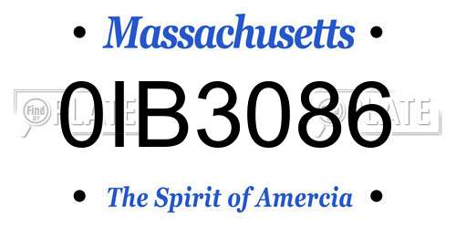 0IB3086 Massachusetts License Plate