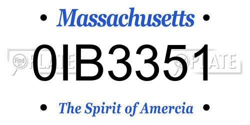 0IB3351 Massachusetts License Plate