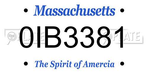 0IB3381 Massachusetts License Plate