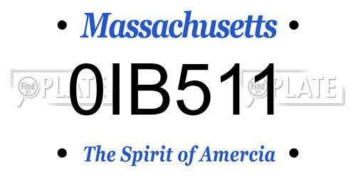 0IB511 Massachusetts License Plate