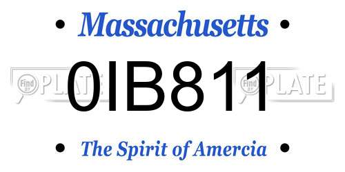 0IB811 Massachusetts License Plate