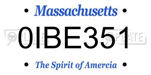 0IBE351 Massachusetts License Plate