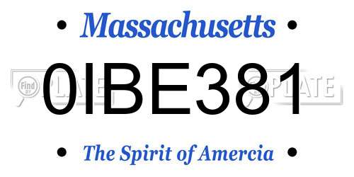 0IBE381 Massachusetts License Plate