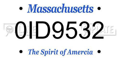 0ID9532 Massachusetts License Plate
