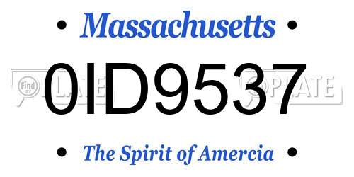 0ID9537 Massachusetts License Plate