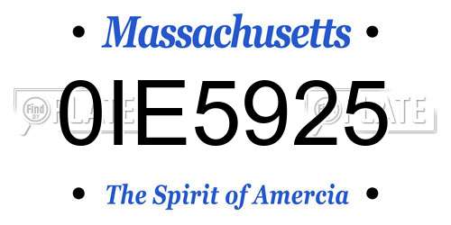 0IE5925 Massachusetts License Plate