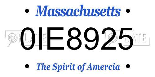 0IE8925 Massachusetts License Plate