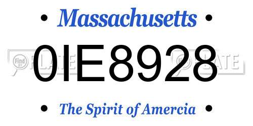 0IE8928 Massachusetts License Plate