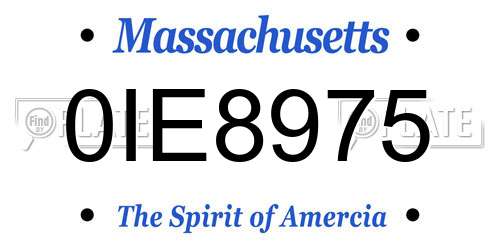 0IE8975 Massachusetts License Plate