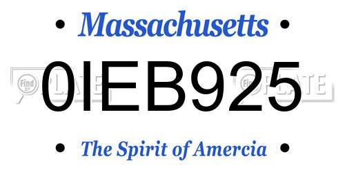 0IEB925 Massachusetts License Plate