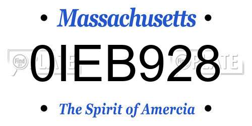 0IEB928 Massachusetts License Plate