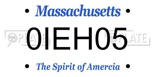 0IEH05 Massachusetts License Plate