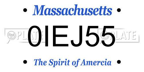 0IEJ55 Massachusetts License Plate