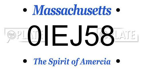 0IEJ58 Massachusetts License Plate