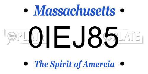 0IEJ85 Massachusetts License Plate