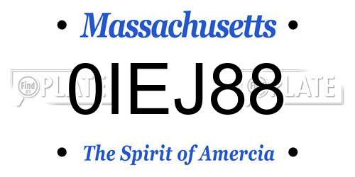 0IEJ88 Massachusetts License Plate