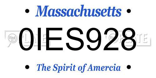 0IES928 Massachusetts License Plate