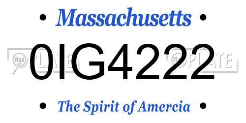 0IG4222 Massachusetts License Plate