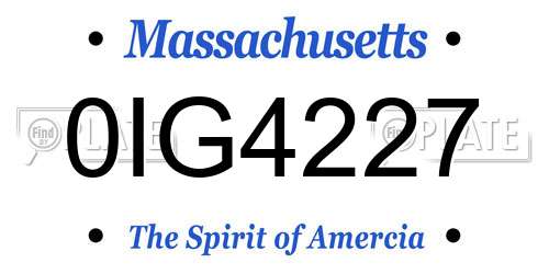 0IG4227 Massachusetts License Plate