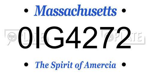 0IG4272 Massachusetts License Plate