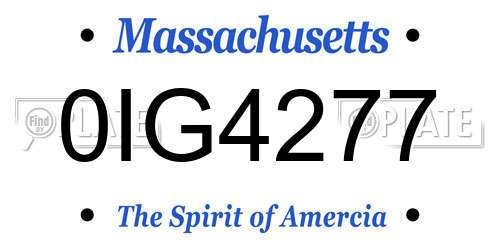 0IG4277 Massachusetts License Plate