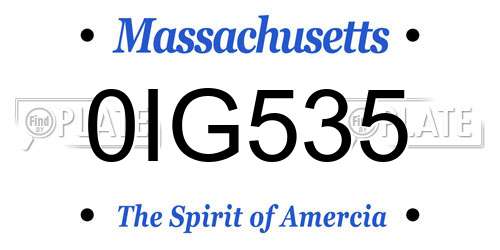 0IG535 Massachusetts License Plate