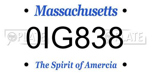 0IG838 Massachusetts License Plate
