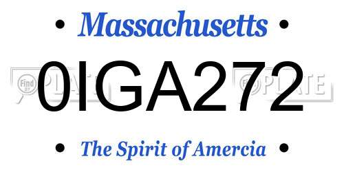 0IGA272 Massachusetts License Plate