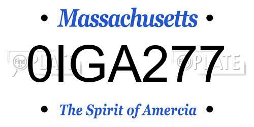 0IGA277 Massachusetts License Plate