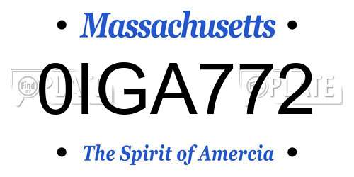 0IGA772 Massachusetts License Plate
