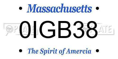 0IGB38 Massachusetts License Plate