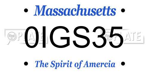 0IGS35 Massachusetts License Plate