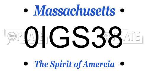 0IGS38 Massachusetts License Plate
