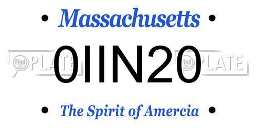 0IIN20 Massachusetts License Plate