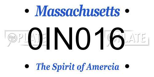 0IN016 Massachusetts License Plate
